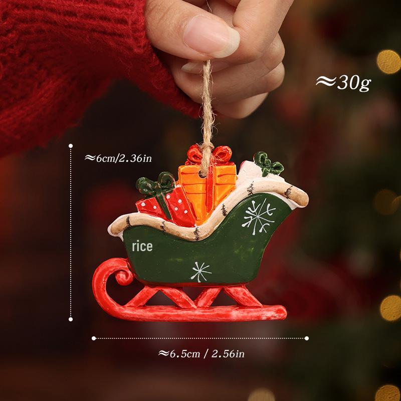 

Christmas Decoration Set: Snowman, Santa, Snowflake, Gingerbread Man, Reindeer, Stocking, Resin Mini Ornaments for Tree Hanging