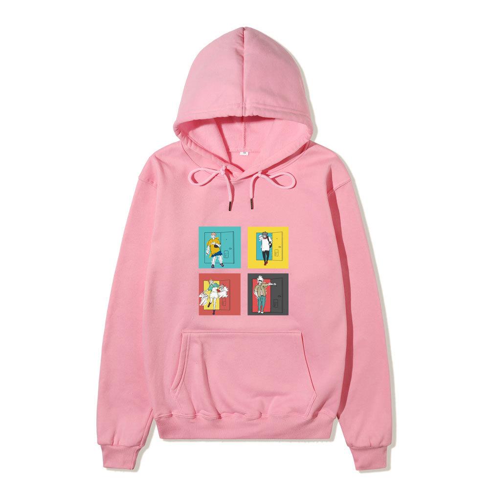 Anime Jujutsu Kaisen Ending Scene Printed Hoodie Loose Warm Fleece Sweatshirt Autumn Winter Minimal Street Pullover