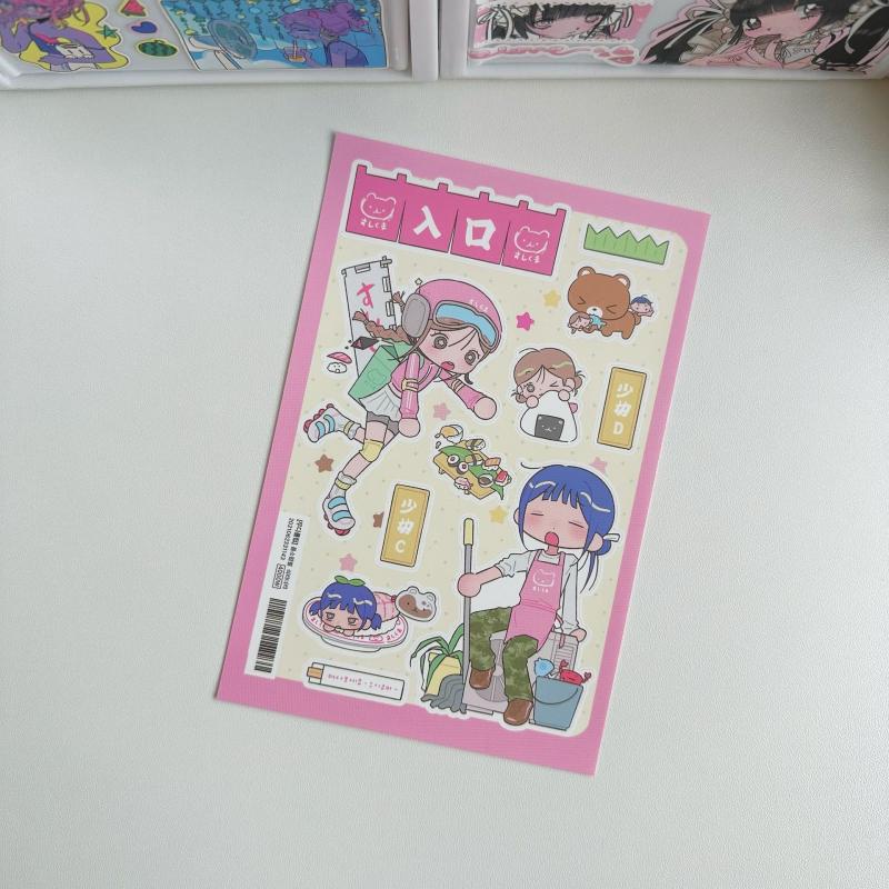 1 Sheet Korean Kawaii Y2K Decals Cute Sweet Cool Japanese Shibuya Girl Sticker Hand Account Diary Scrapbook Decorative Stickers