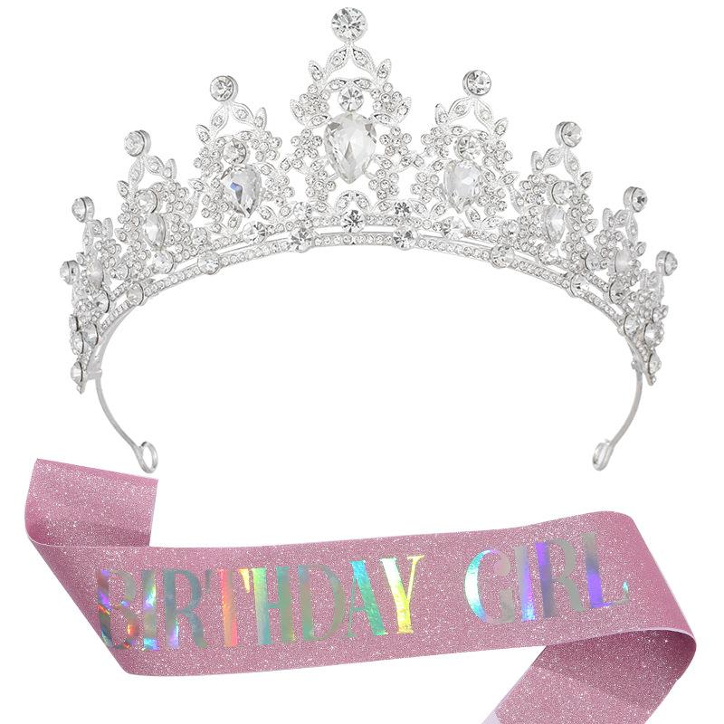 European and American Light Luxury Crystal Crown Hot Diamond Etiquette Belt Birthday Girl Birthday Party Accessories Decoration 2026