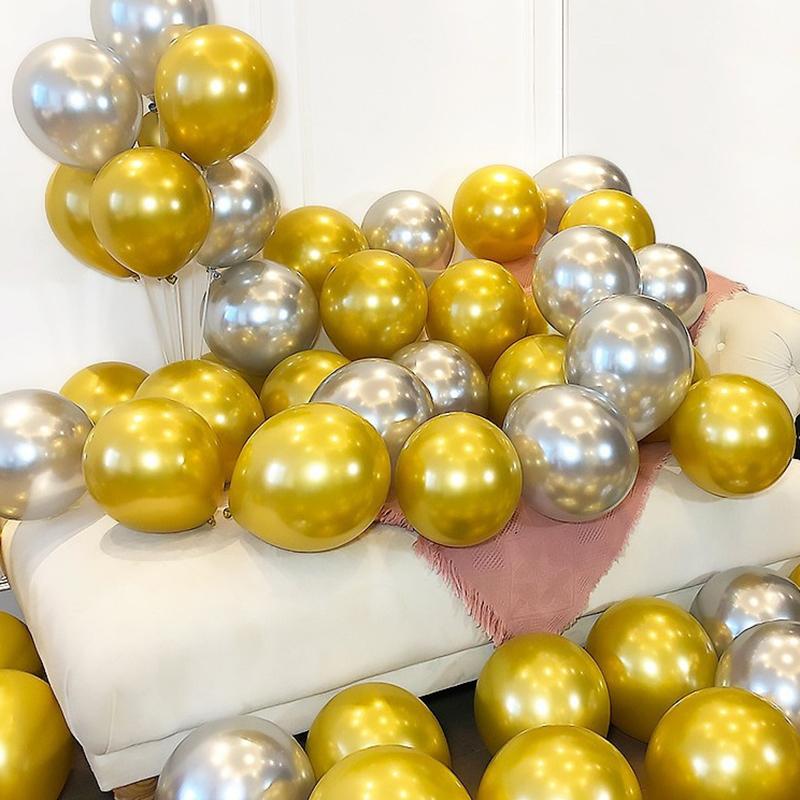 20Pcs Chrome Metallic Balloons 10 Inches Latex Balloons For Diy Valentine'S Day Wedding Birthday Party  Year Decorations