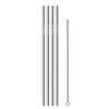 Reusable Stainless Steel Straws Eco Friendly Metal Drinking Straw Set Long Silver Bent Straight Straws Bar Cocktail Accessories