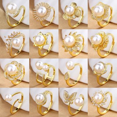 Light Luxury Pearl Ring, Women'S, High-End Open Index Finger Ring, Jewelry Empty Holder Customization