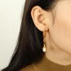 Plated 18K metal texture chain creative grab clip design elegant pearl accessories long women's earrings