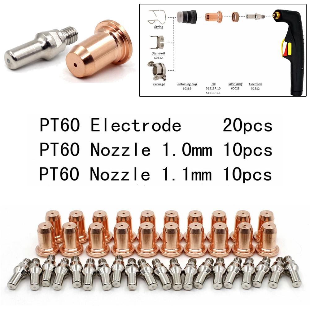 Enhanced Durability 40pcs Plasma Tips 1 0mm 1 1mm Electrode 52582 Compatible with IPT 60 PT60 PT40 IPT40 Torch