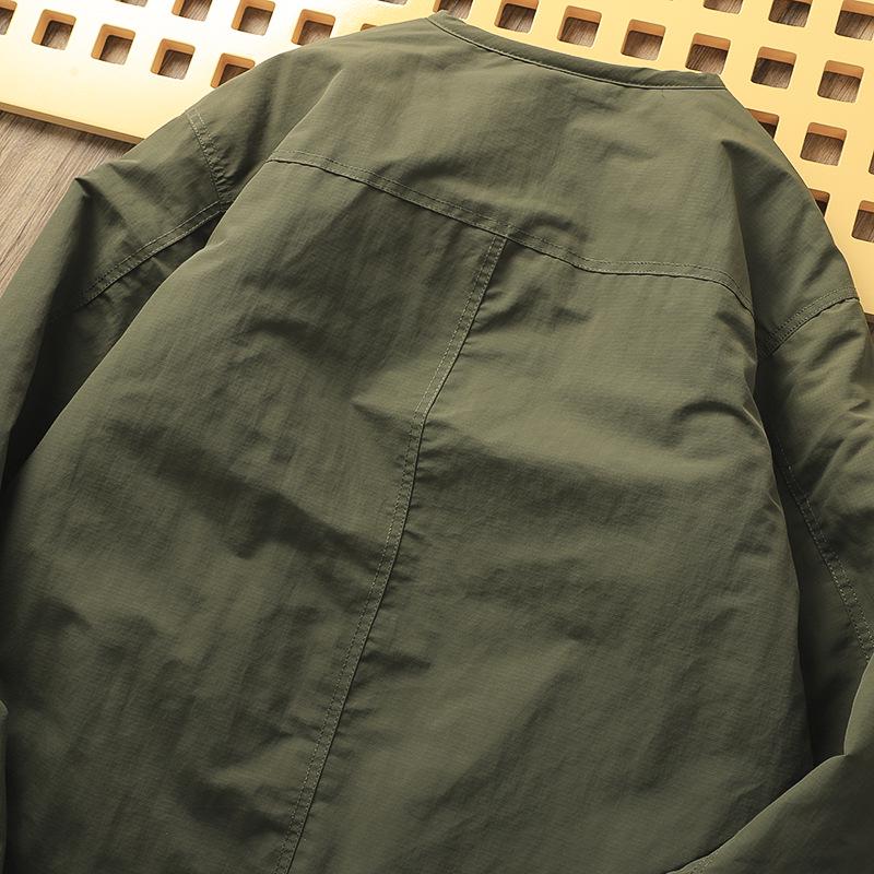 Men's Retro Winter Thickened Collarless Jacket - Casual Loose Cotton Padded Coat for Autumn/Winter Warmth