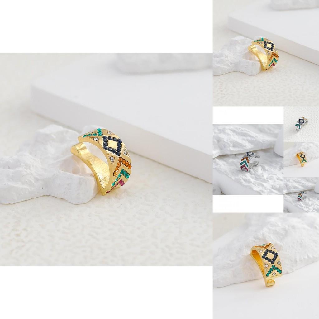 Elegant Alloy Gemstone Ear Cuffs For Women Fashionable Geometric Design