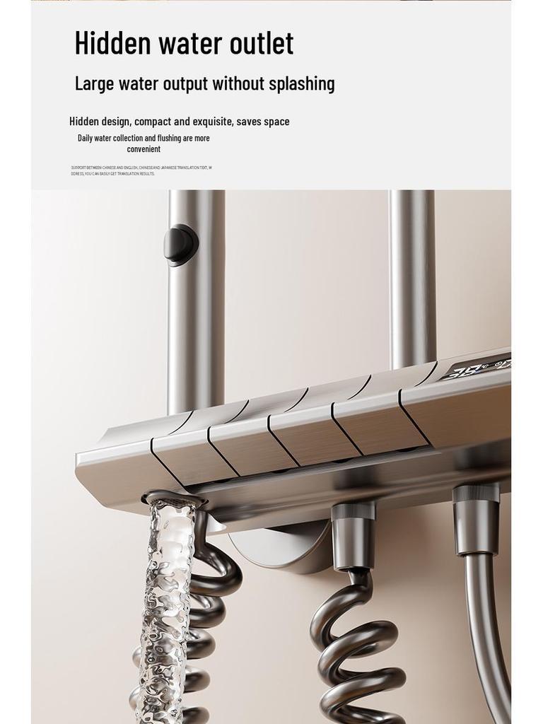 Space Aluminum Shower Faucet Set with Digital Display & LED Light Shower Head