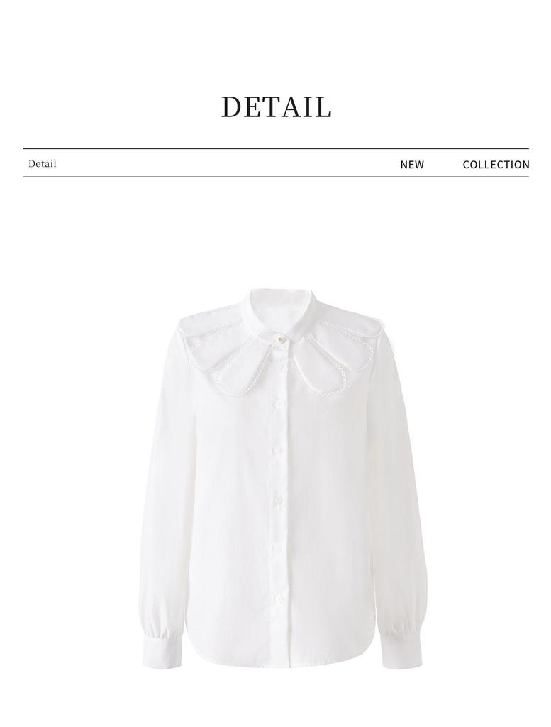 Nanyou Elegant French Petal Collar Women's Spring Shirt