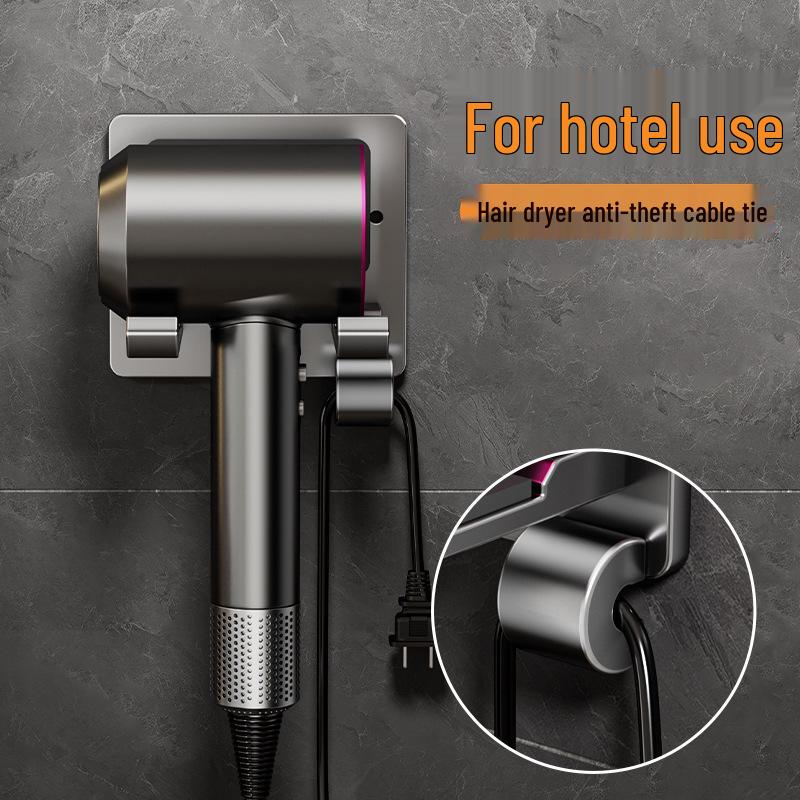 No-Drill Anti-Theft Wall Mount Hair Dryer Holder for Hotels and Guesthouses