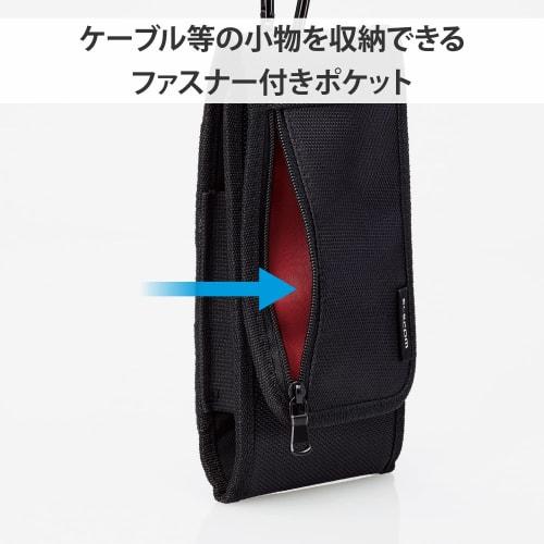ELECOM Smartphone Pouch, Holds 1 Device, L Size, 3 Way (Waist Belt Loop, Shoulder Belt Loop, Carabiner Hook), Front Pocket, Card Pocket, Black [Verifi