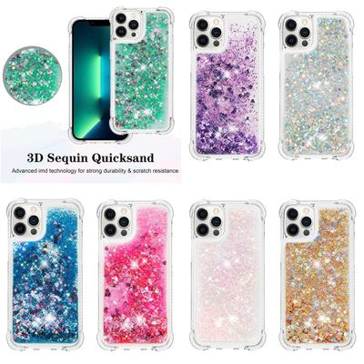 Clear Bling Glitter Liquid Quicksand Love Heart Star Sequins Bumper Phone Case For iPhone 11 Xiaomi Huawei Moto LG Soft Silicone Shockproof Back Cover