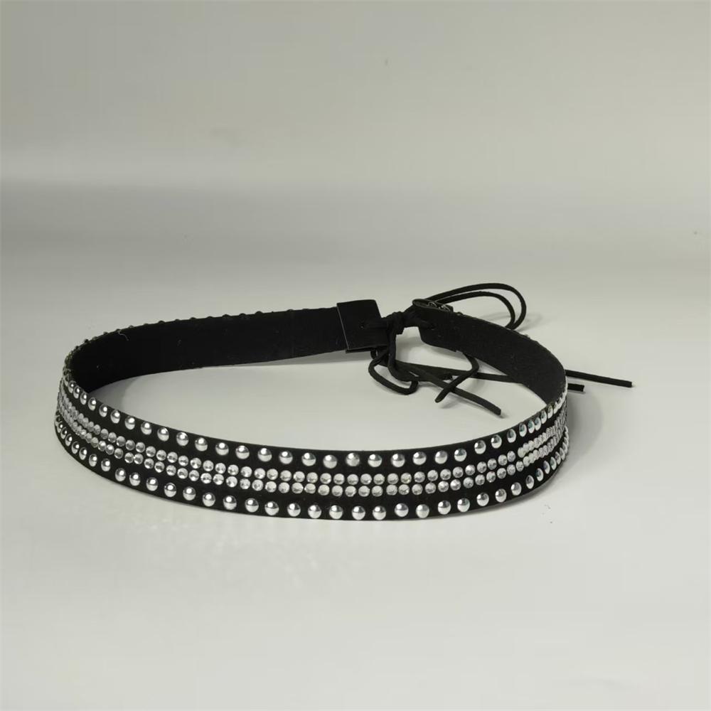 Enthic Hat Accessories Leather Belt For Hat Band Cowboy Hat Decoration Rivet Belt Straw Hat Band Bohemia Hat Accessory