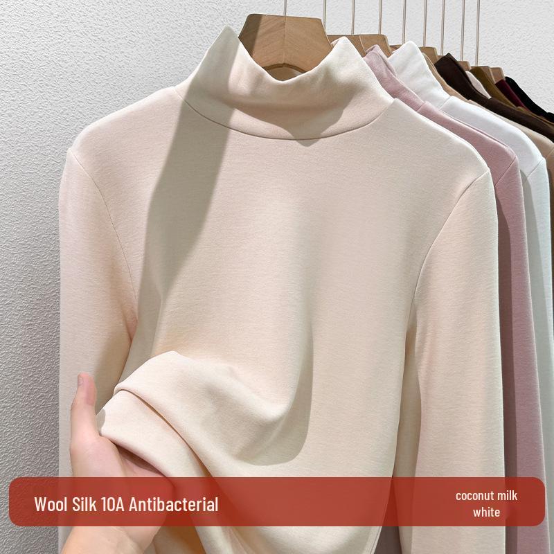 Women's 2025 Warm High-Neck Base Layer Top, Thickened Silk with Lambswool Lining