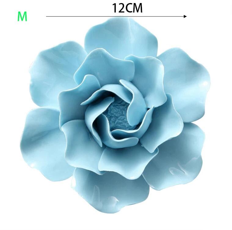 Chinese Blue Peony Rose Ceramic Flower Wall Mural Ornaments Home Livingroom Wall Sticker Decoration Club Hall Store Wall Hanging