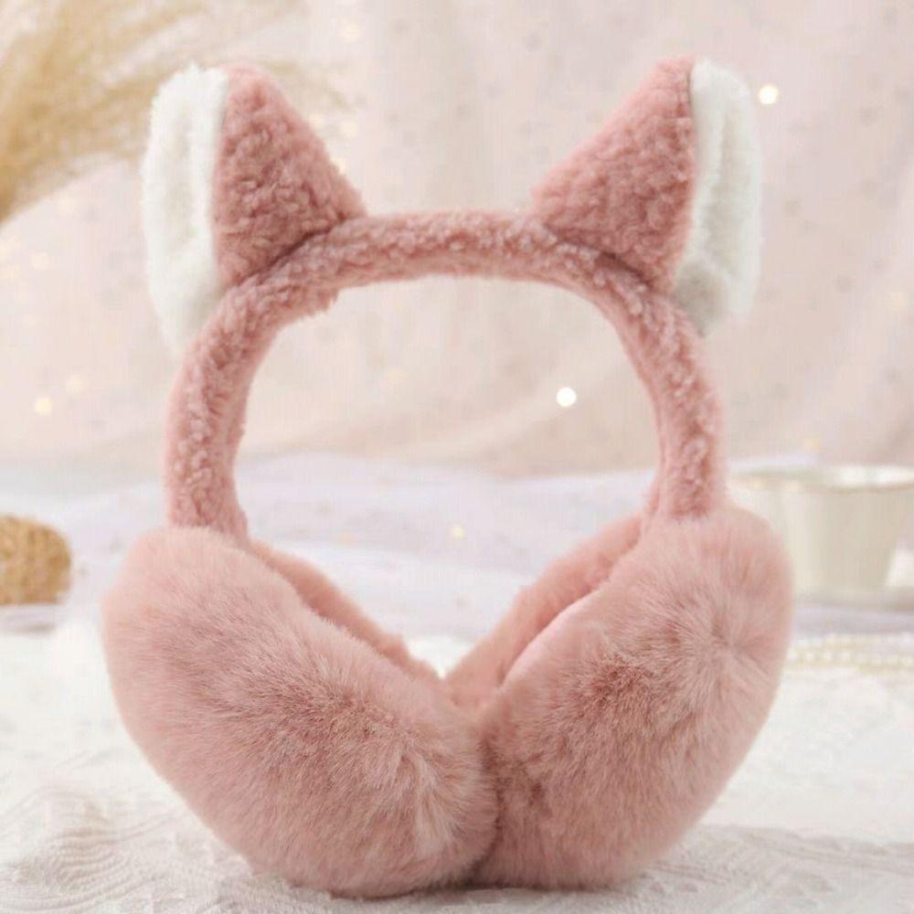 Windproof Faux Fur Earmuffs Soft Plush Windproof Ear Covers Cute Cat Ear Earmuffs  For Women Girls
