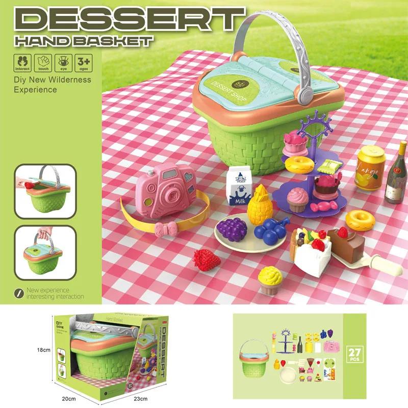 Picnic Playset Toy Pretend Play Food Set for Toddlers Kitchen Dentist Dessert Makeup Cooking Outdoor Play Toys for Kids Gift
