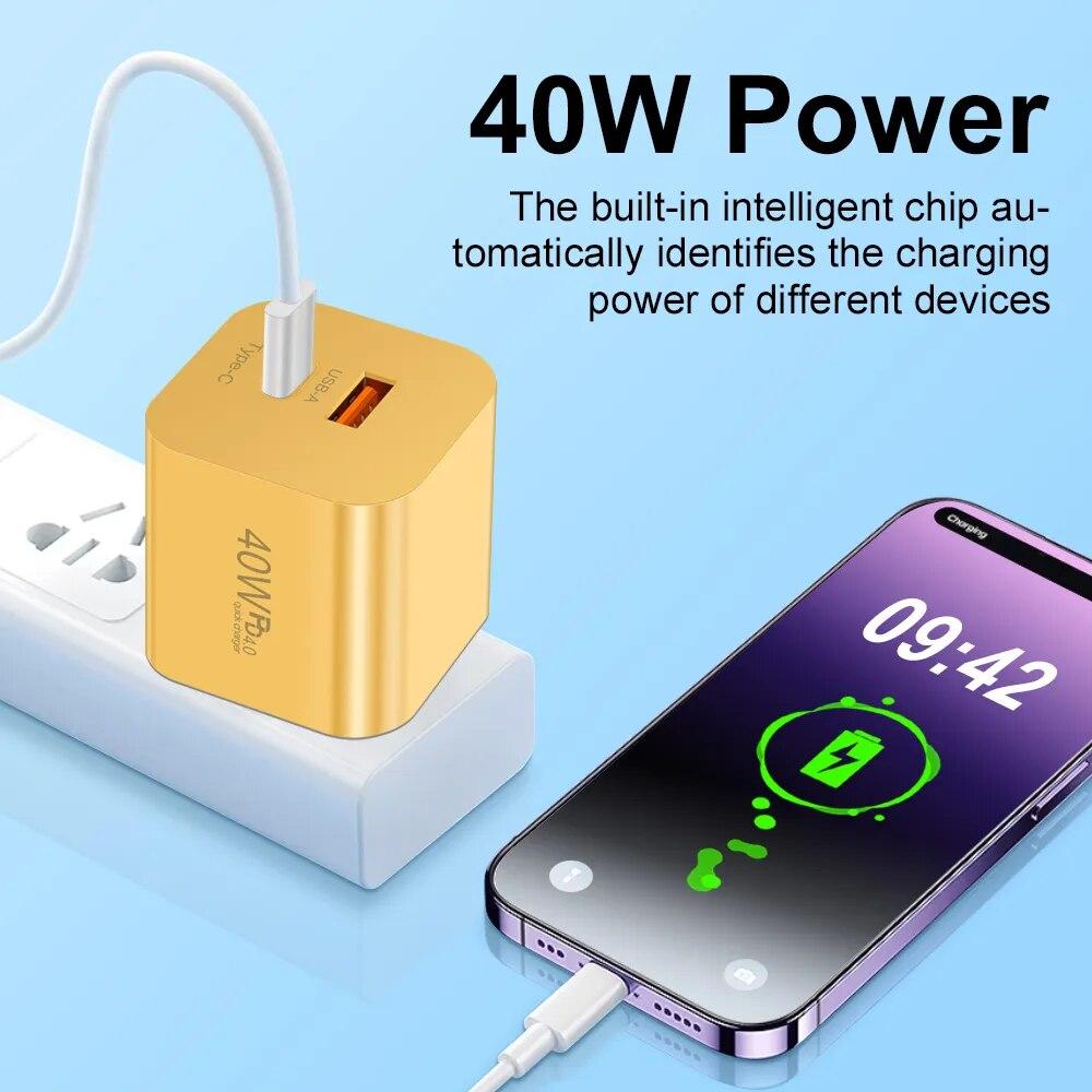 40W USB Charger Type C Fast Charging For iPhone Samsung Xiaomi  USB C Mobile Phone Charger PD Quick Charger Adapter