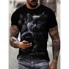 Summer Men's T-Shirt Funny Cartoon Cat Printed Breathable Outdoor Short Sleeve Graphic T-Shirts Casual Oversized Men Clothing