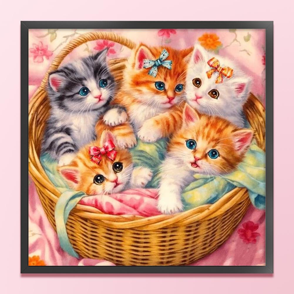Full Embroidery Eco-cotton Thread 11CT Printed Cat Cross Stitch Kit Art