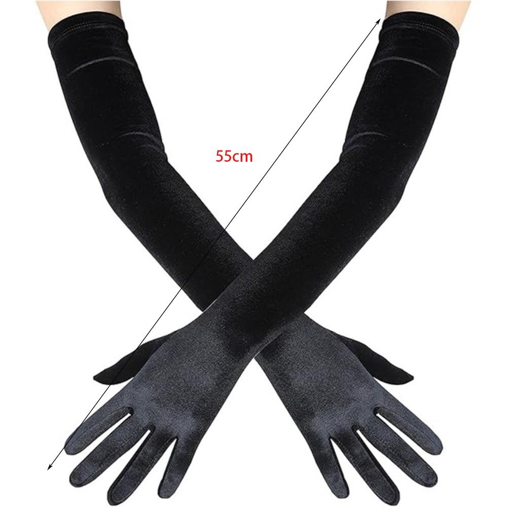 Retro-lange Fäustlinge aus goldenem Samt für Abendkleider – neue Benimmhandschuhe als Geschenk