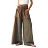 Women High Waisted Wide Leg Pants with Stitching Detail Elastic Waist Drawstring Loose Fit Trousers