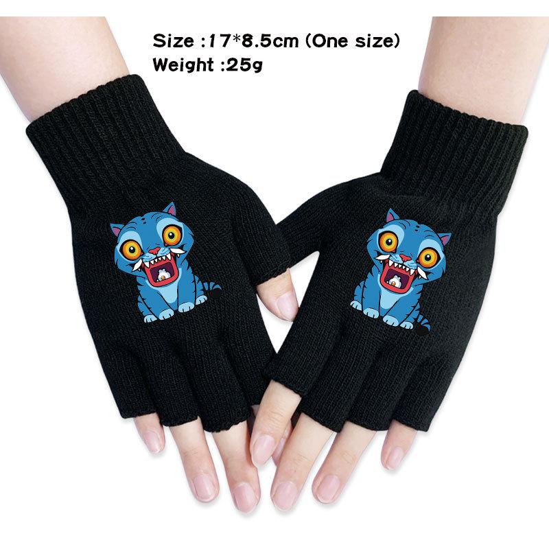 Kinder Jungen Mädchen Kpop Derpy Bedruckte Baumwolle Herbst Winter Warm Gestrickte Touch-Handschuhe