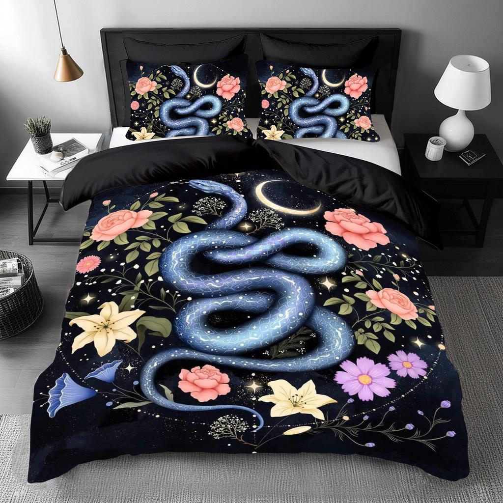 Three-Piece Snake Quilt Cover 3D Digital Printing Bedding Kit