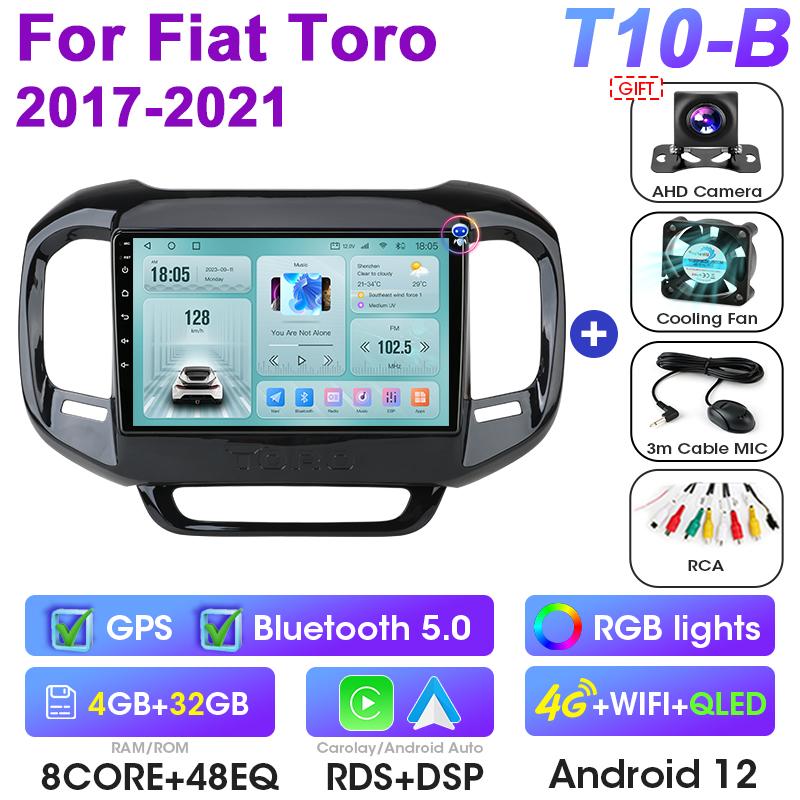 2 Din Android 12 Car Radio ForFiat Toro 2017 - 2025 Multimedia Video Player Navigation GPS 4G Carplay Auto Stereo QLED Head Unit