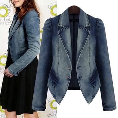 Naiste Taskunööbiga Denimjakk Patchwork Allakeeratava Kraega Femme Jeansjakk Sügis Moes Ülerõivad