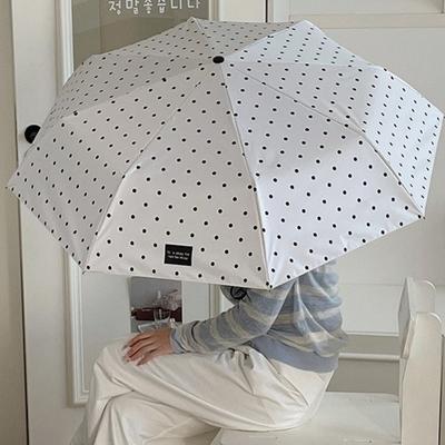Portable U-Shaped Handle Polka Dot Umbrella 8-Rib Manual Lightweight Folding Umbrella Dual-Use Sun Umbrella Summer