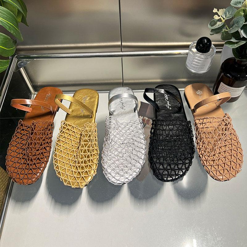 Fashion Fashion Mesh Breathable Women Slides Slippers Sandals Shoes Mules Summer Beach Female Round Toe Ladies Flats Slippers Shoes