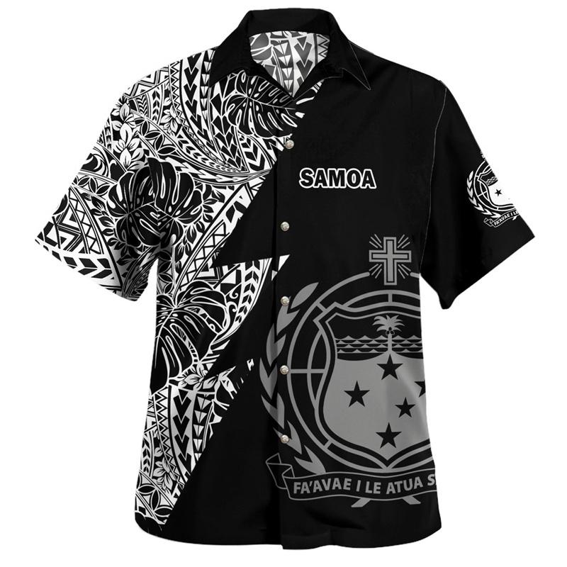 

Samoa Polynesian Hawaiian Shirts For Men Design Short Sleeves Lapel Blouse Tops Women Summer Casual S