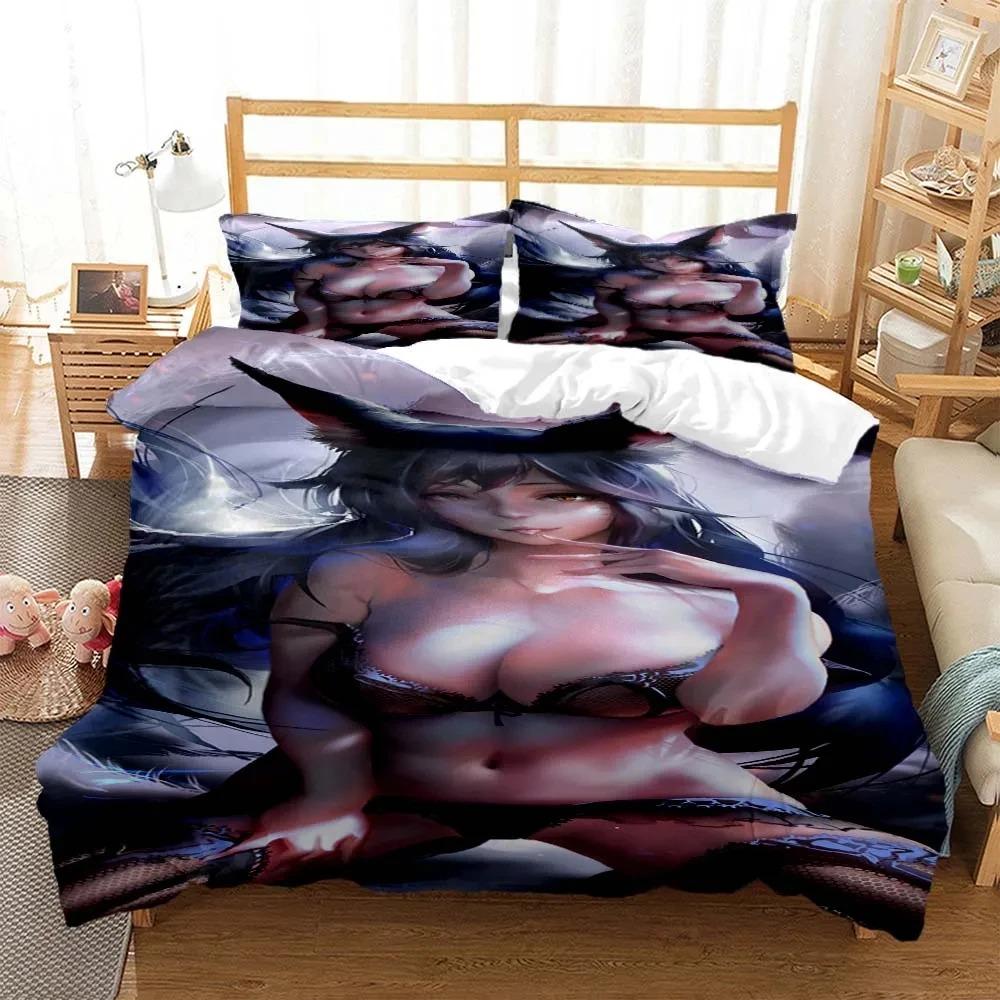Sexy beauty cartoon 3D printed bedding set luxury King size Comforter bedding sets digital design