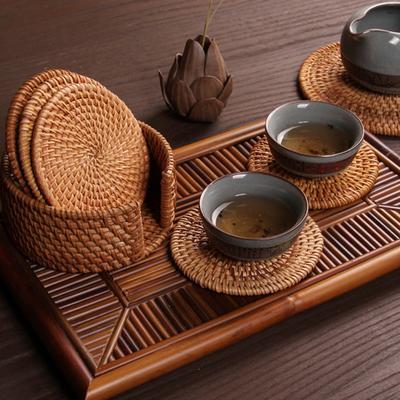 6 Adet/Takım Bardak Altlığı Seti Yuvarlak Sofra Takımı Tabak Altlığı Rattan Örgü Ped Satılık Ürünler