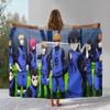 Anime Blue Lock Football Cartoon Flannel Blanket,Ultra Soft Warm Plush Throw for Home Bedroom Bed Sofa Cover Office Camping Gift