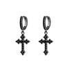 Zirconia Cross Earrings for Men and Women, Unique Stud Earrings, Trendy Hip-Hop Hoop Earrings