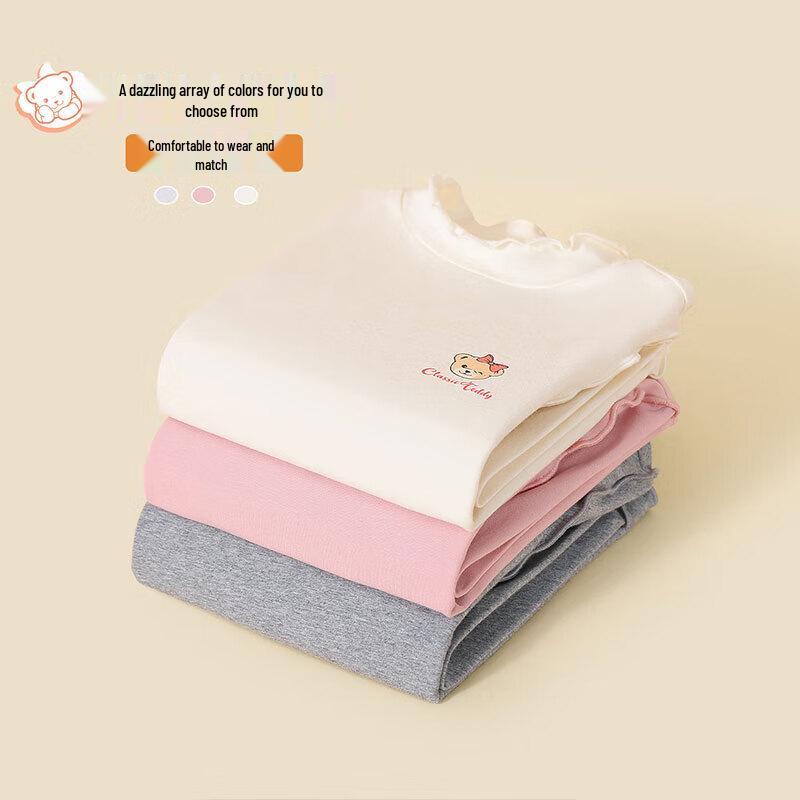 Classic Teddy Girls' Stretchy High-Neck Long-Sleeve T-Shirt