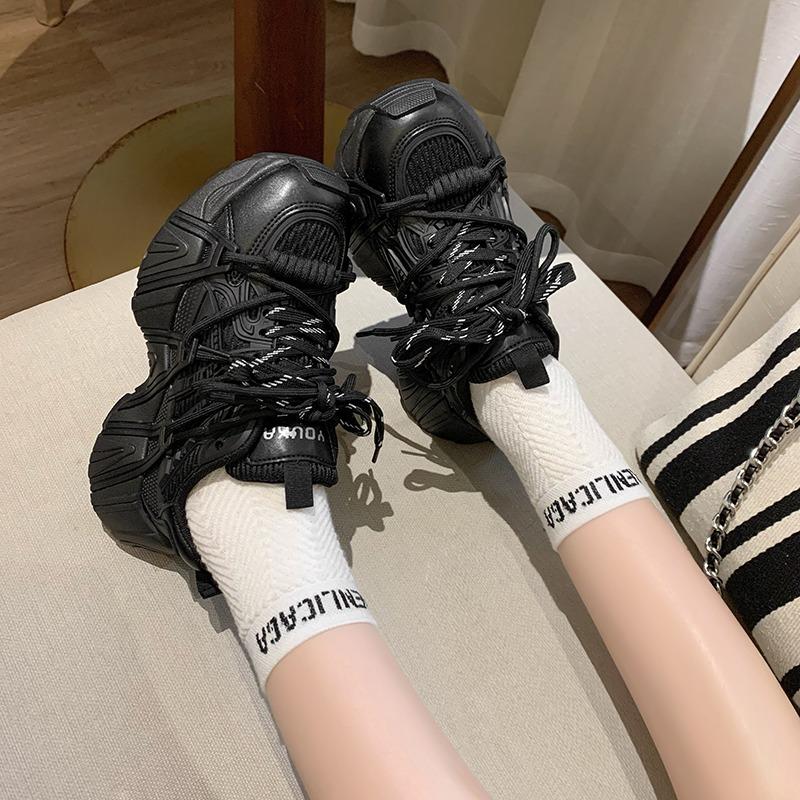 Fashion Spring Autumn Women Chunky Sneakers Casual Shoes Non-slip Wedge Heels Platform Shoes Chaussures 2024 New Femme Sports Dad Shoes