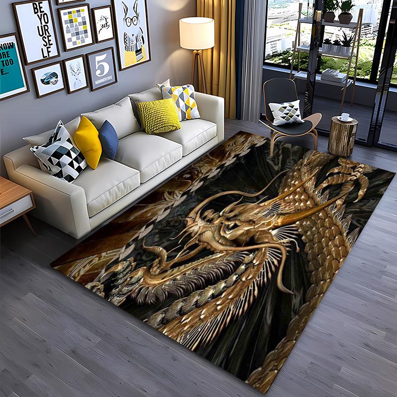 Alfombra grande con diseño de dragón de dibujos animados en 3D, alfombras para decoración de sala de estar y dormitorio, alfombrilla antideslizante para baño y cocina, regalo