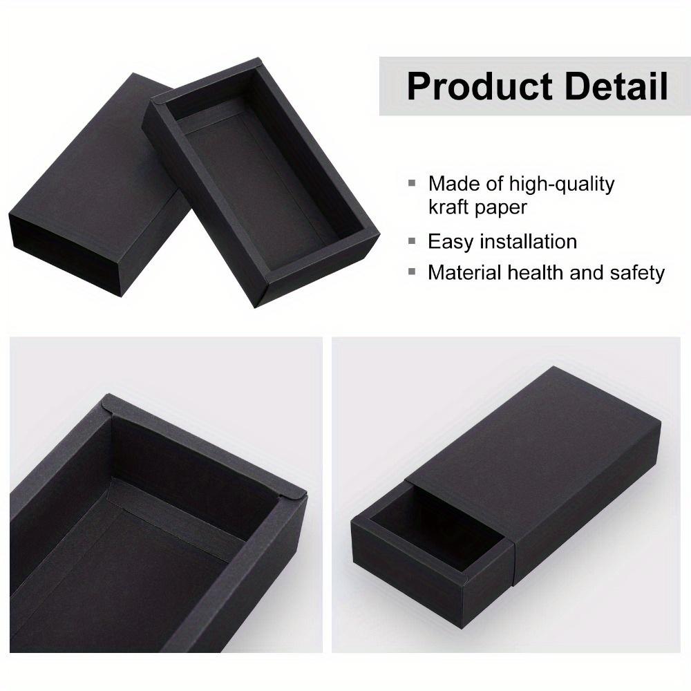 8pcs Black Kraft Paper Drawer Box Mini Crafts Cardboard Present Boxes Soap Jewelry Party Favors Packaging Boxes Foldable Square Jewelry Display