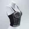 Sparkling Pearl-Embellished Longline Bustier Corset with Boning Women's Outerwear Top Bra Vest  Fashion