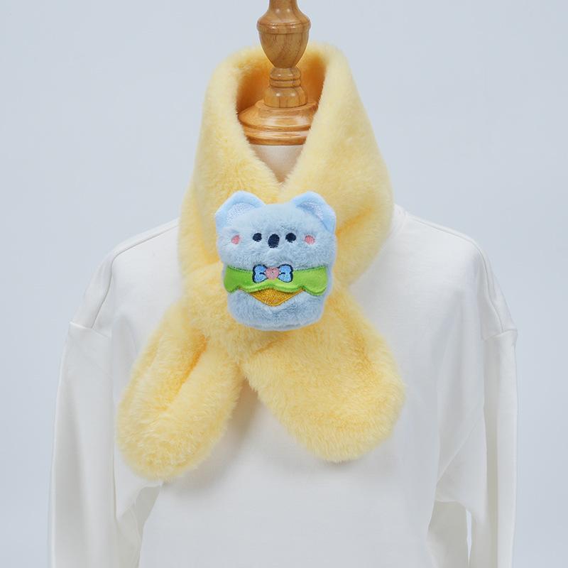 Cute Cartoon Panda Plush Scarf for Kids - Windproof & Thickened Winter Neck Warmer