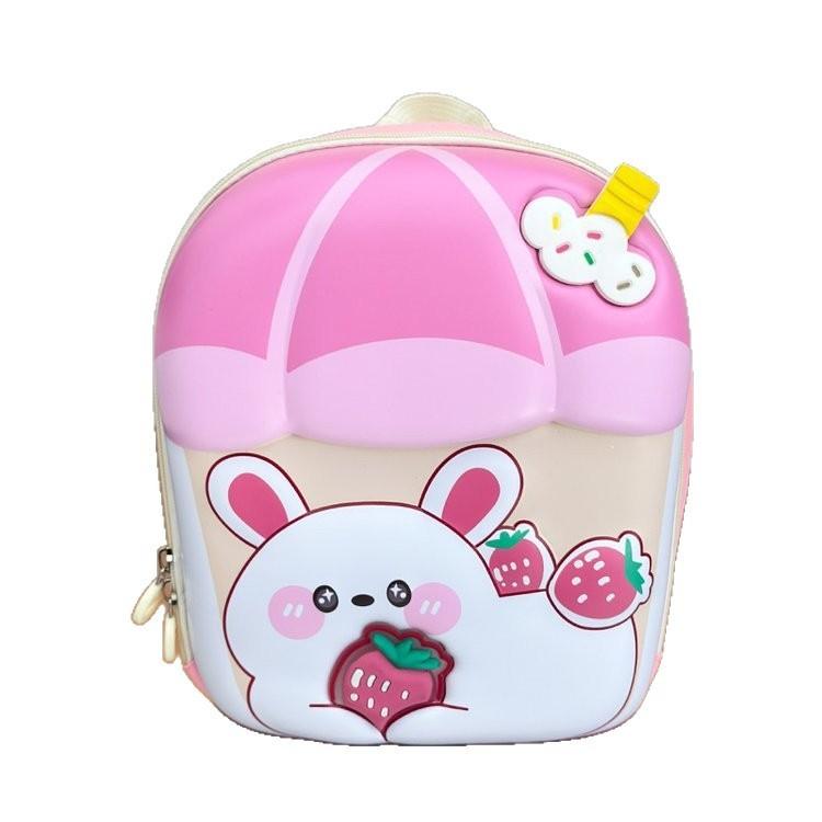 Cartoon Bunny Strawberry Kids Backpack With Hard Shell Durable Oxford Fabric For School Children