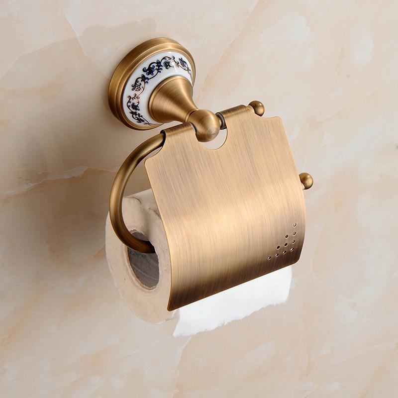 Bathroom Tissue Holder/Toilet Paper Holder Antique Brass Wall-Mounted Toilet Roll Holder, Toilet Paper Tissue Holder Shelf ELF86