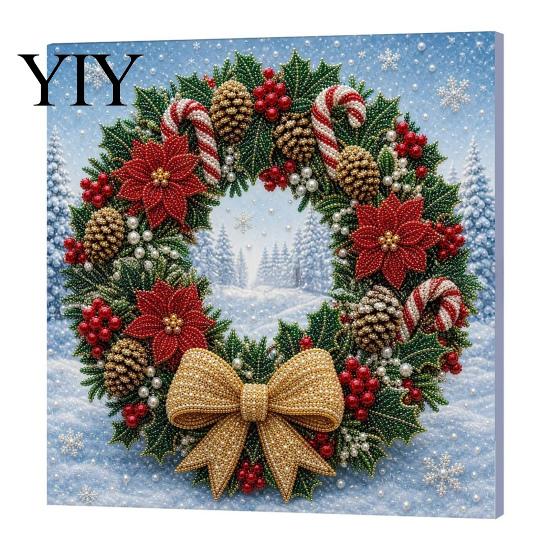 Sparkling Bead Painting Sets Christmas Faux Pearl Art Kit, DIY Snowman 3D Resin Xmas Scenes Crafting Project for Adults Beginners, Home Festive