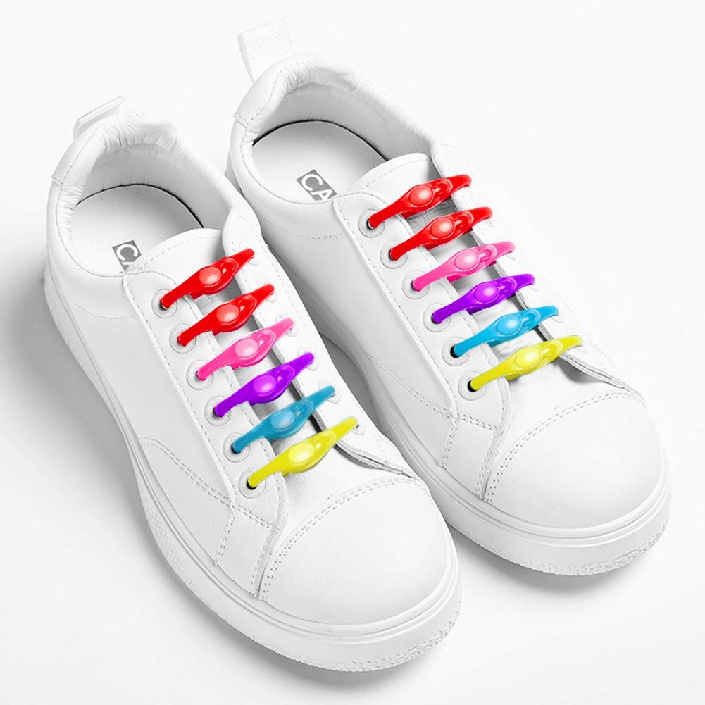 12 Stück Silikon-Schnürsenkel für Schuhe ohne Krawatte, elastische Schnürsenkel, für Turnschuhe, Kinder und Erwachsene, Gummi-Schnürsenkel, Einheitsgröße, passend für alle Schuhe