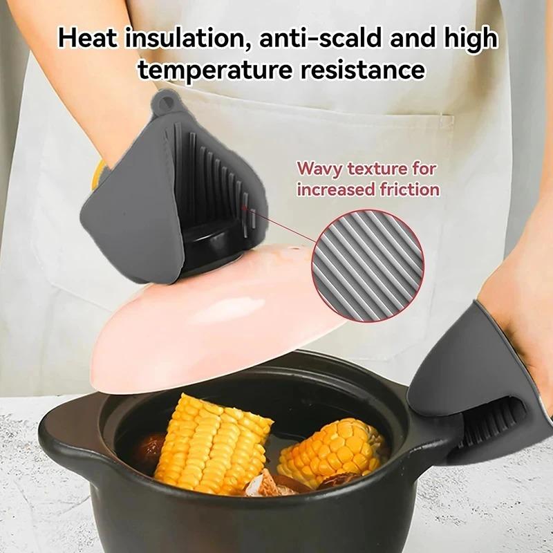 Heat Resistant Silicone Pot Holders Oven Mitts Gloves Kitchen Anti-Scald Tool for Hot Pans Plates Baking Cooking Gadgets