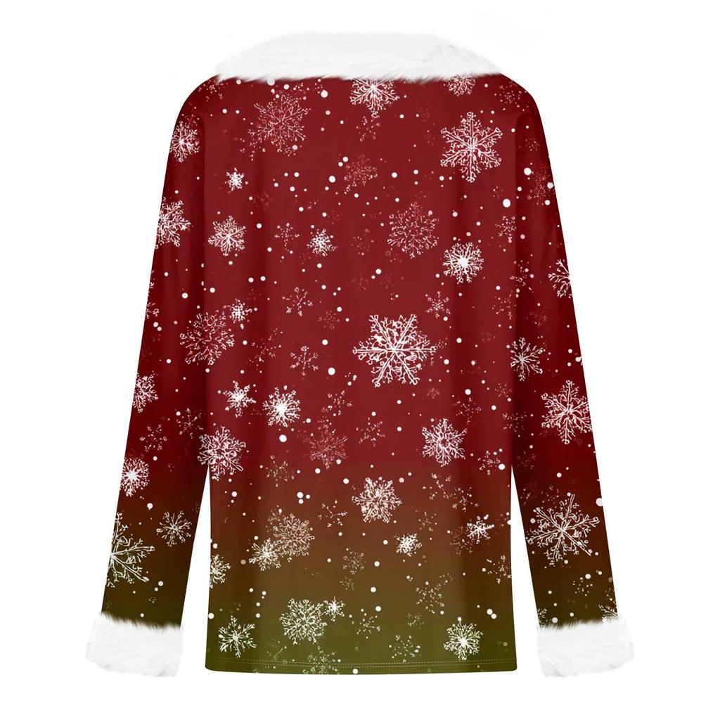 Damen Modisches Lässiges V-Ausschnitt Weihnachts-Print Langarm-Oberteil