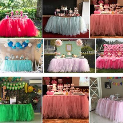 NO.HS Elastischer Tüll-Mesh-Tischrock, Tischdecke, DIY, Basteln, Hochzeit, Party, Dekoration, Weihnachtstischdecke